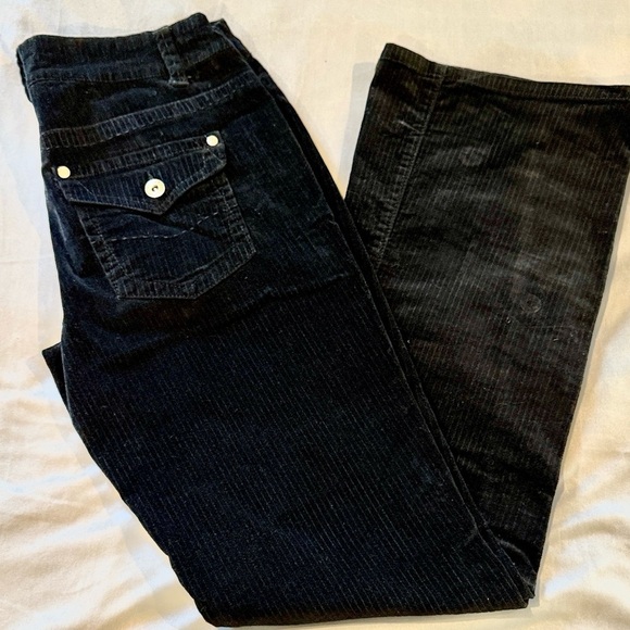 Suko Jeans Cords Elegant Black Corduroy Jeans Flare Pants Stretchy Women’s Sz 7 - Picture 3 of 14